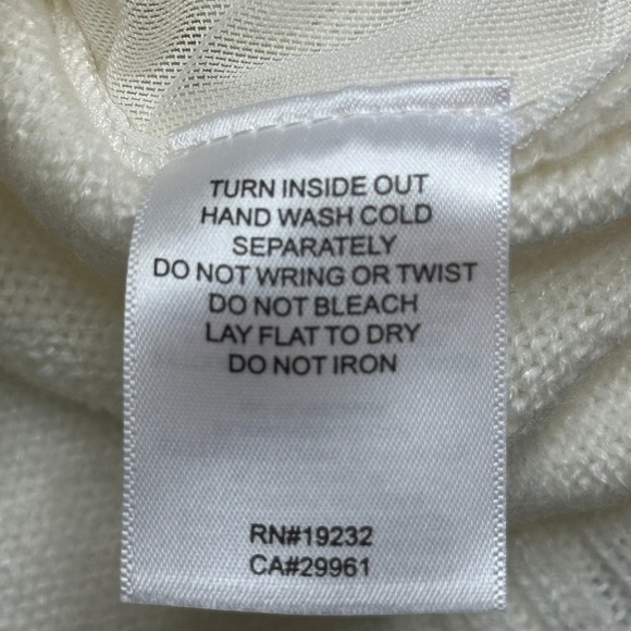 NWT Alfred Dunner Womens Ivory Pearl Embellished Tie Neck Knit Sweater Large L - Picture 10 of 11